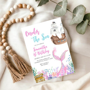 Convite Sereia Sob o Mar Splish Splash Aniversário