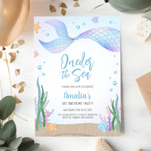 Convite Sereia Tema Oceano Menina Aniversário 