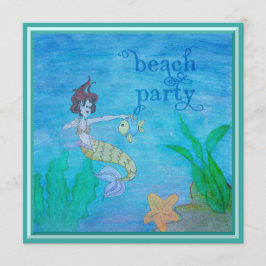 Convite Sereia tropical do partido da praia personalizada