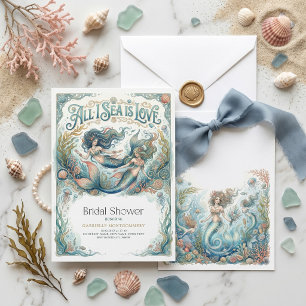 Convite Sereia Tudo o que vejo é amor Chá de Noiva Vintage