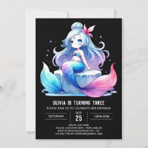 Convite Sereia Whimsical Personalizada Aniversário