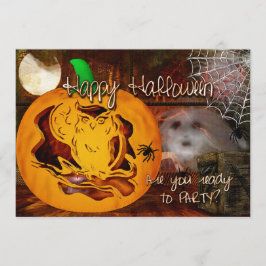 Convite Sereias Assombradas ao Halloween Pumpkin Esculpind