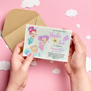 Convite Sereias frescas Debaixo da Festa de aniversário do