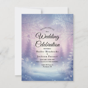 Convite Serenata de Neve de Inverno de Lavanda Casamento
