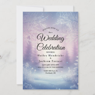 Convite Serenata de Neve de Inverno de Lavanda Casamento