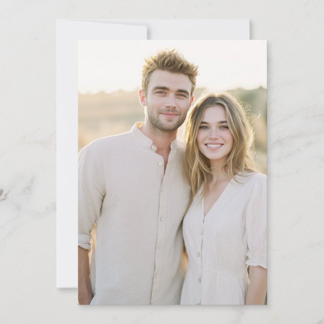 Convite Serene Beige Casual Photo (Frente)