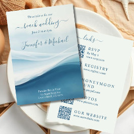 Convite Serene Blue Beach Wedding-All In One