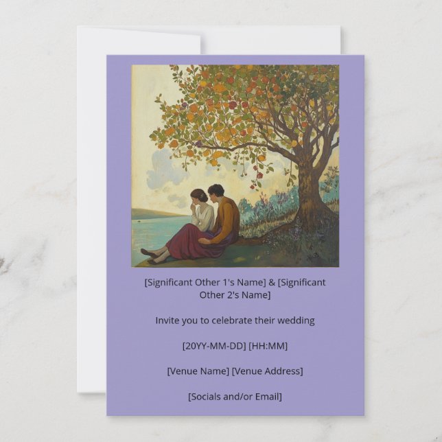 Convite Serene casal planejando seu casamento (Frente)