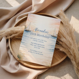 Convite Serene Coastal Sail Birthday