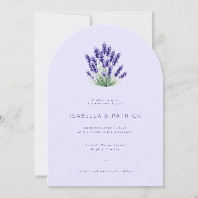Convite Serene Lavender Floral Wedding Invitation (Frente)
