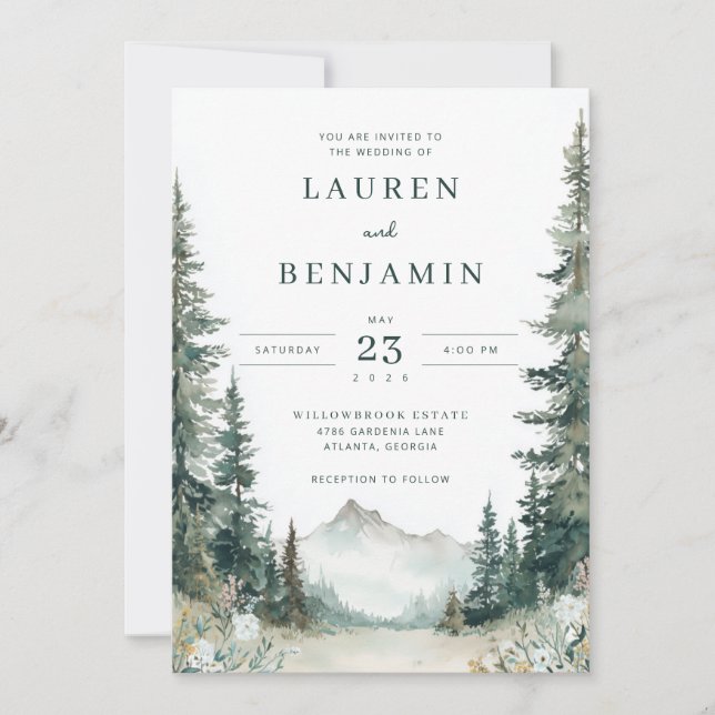 Convite Serene Mountain Wedding (Frente)