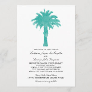 Convite Serene Palm Tree Watercolor Casamento
