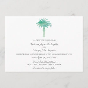 Convite Serene Palm Tree Watercolor   Casamento