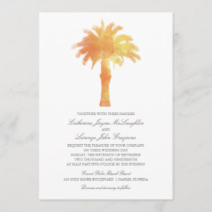 Convite Serene Palm Tree Watercolor Casamento