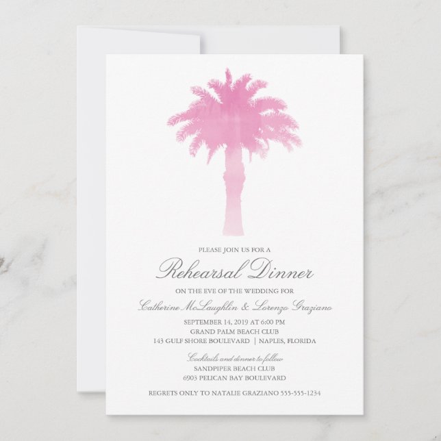 Convite Serene Palm Tree Watercolor | Ensaio De Casamento (Frente)