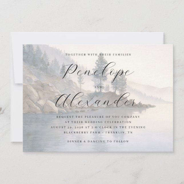 Convite Serene Pastel Watercolor Landscape (Frente)