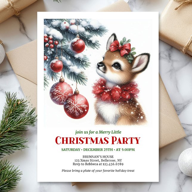 Convite Serene snowy forest Christmas kids invitation  (Serene snowy forest Christmas kids invitation printable)