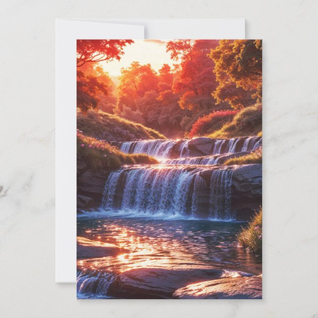 Convite Serene Waterfall no Sunset Vertical Poster (Frente)