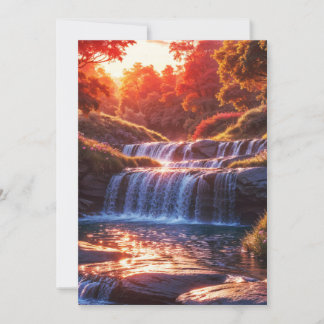 Convite Serene Waterfall no Sunset Vertical Poster