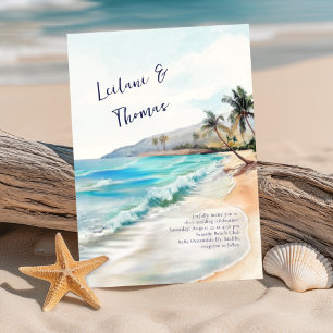Convite Serenidade à Beira-Mar Casamento Tropical na Praia