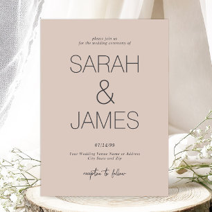 Convite Serenidade Casamento com Tipografia Simples Cor-