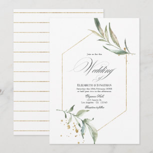 Convite Serenidade Simples Geometria Verde Casamento