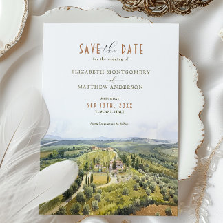 Convite Serenidade Tuscana Salve a Data do País Italiano