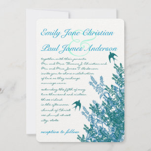 Convite Serenity Blue and Aqua Floral Wedding Invites