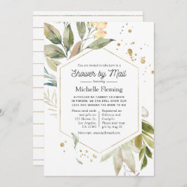 Convite Serenity Greenery Chá de panela Geométrico por Mai