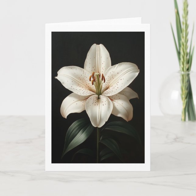 Convite Serenity White Lily - Homenagem Floral Elegante (Frente)