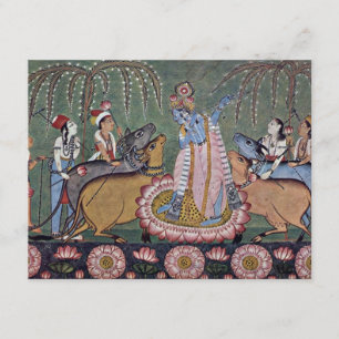 Convite Série de Râgmâlâ da cena: Krishna com sua flau
