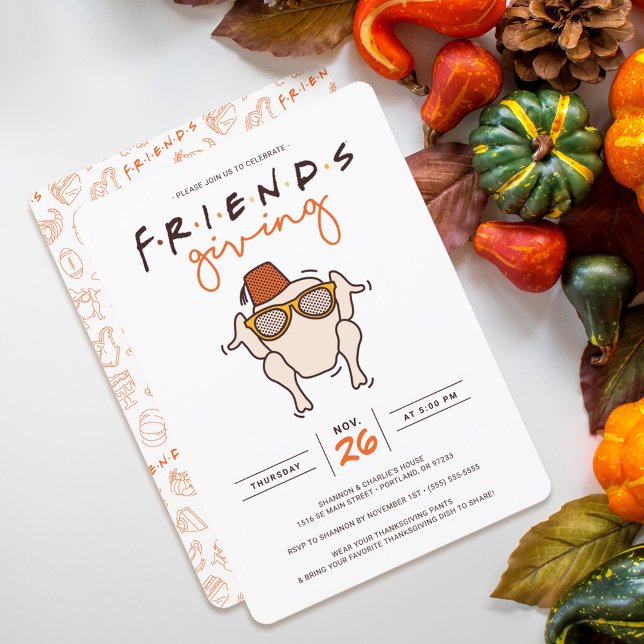 Convite Série de TV Friends | Festa Friendsgiving (Invite on table)