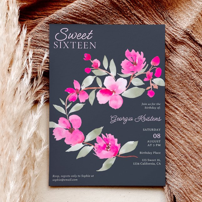 Convite Serrura floral cor-de-rosa moderna (Criador carregado)