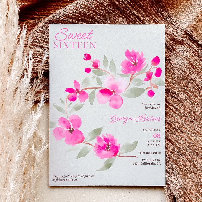 Convite Serrura floral cor-de-rosa moderna (Criador carregado)