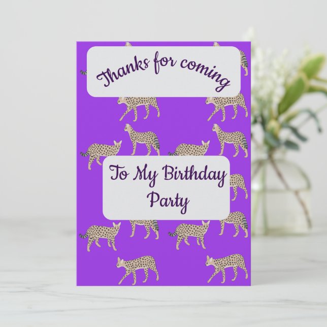 Convite Serval Cats Thank you Card (Em pé/Frente)