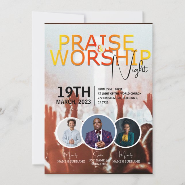 Convite Serviço de Domingo da Igreja - Design de Folheto P (Frente)