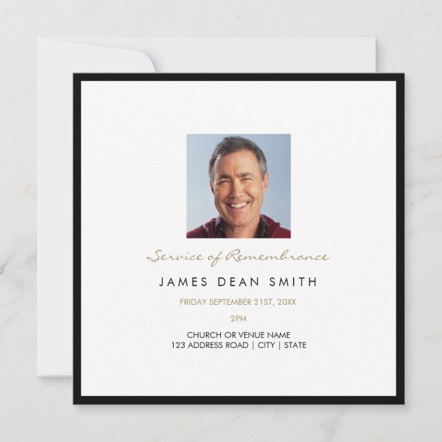 Convite Serviço de Memória do Funeral Fotográfico Memorial (Frente)