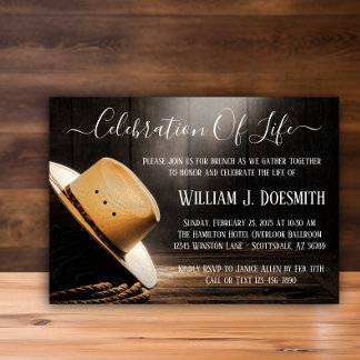 Convite Serviço de Memória Funeral do Cowboy