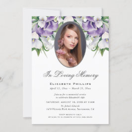 Convite Serviço de Memória Funeral Fotográfica Roxo Calla