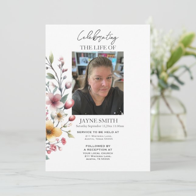 Convite Serviço de memorial botânico moderno e-vite (Em pé/Frente)