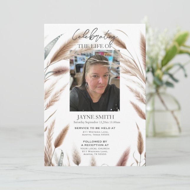 Convite Serviço de memorial botânico moderno e-vite (Em pé/Frente)