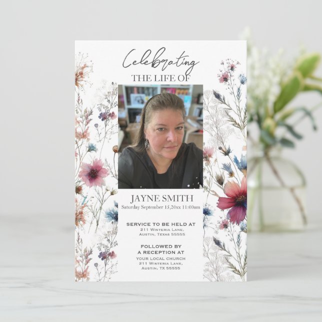 Convite Serviço de memorial botânico moderno e-vite (Em pé/Frente)