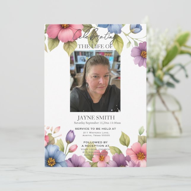 Convite Serviço de memorial botânico moderno e-vite (Em pé/Frente)