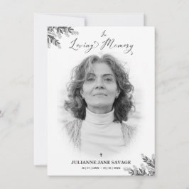 Convite Serviço Funeral Black White de Lembrança de Fotos
