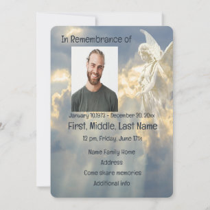 Convite Serviço Memorial Convidar Anjo Brilho no Céu