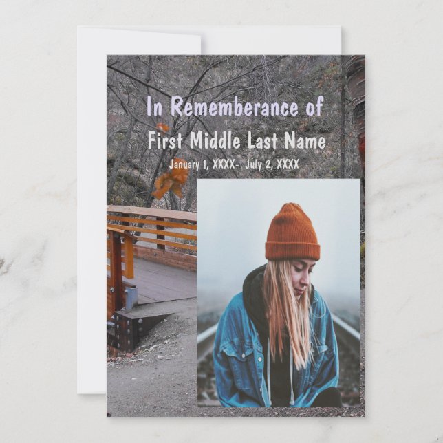 Convite Serviço Memorial Convidar Árvores Naturais da Flor (Frente)