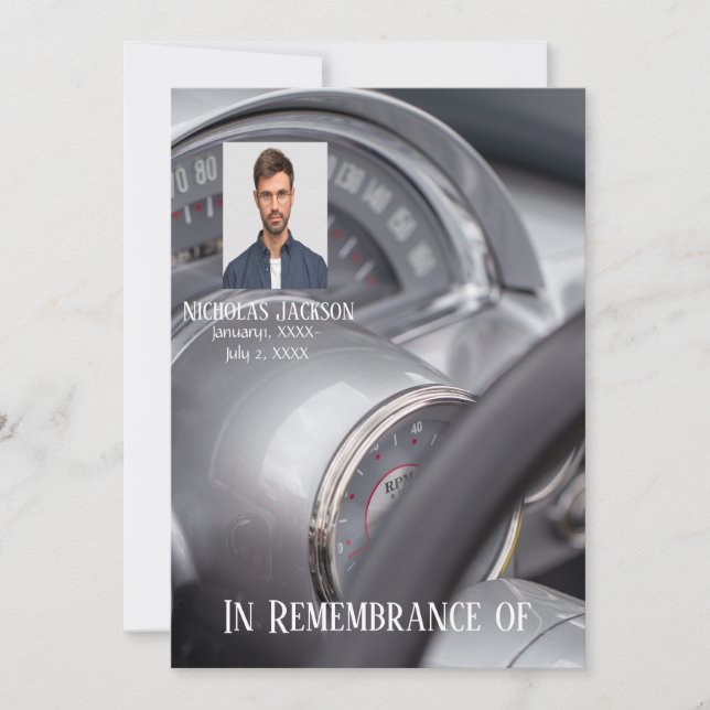 Convite Serviço Memorial Convidar Automóveis Antiqueados (Frente)