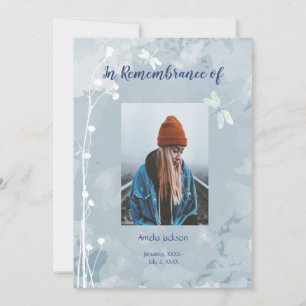 Convite Serviço Memorial Convidar Flores Brancas Dragonfly