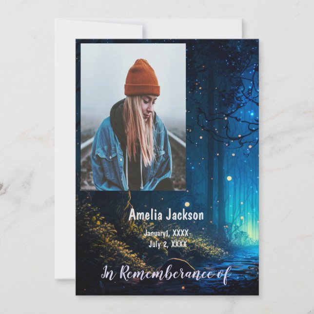 Convite Serviço Memorial Convidar Inseto de Luz de Fogo (Frente)