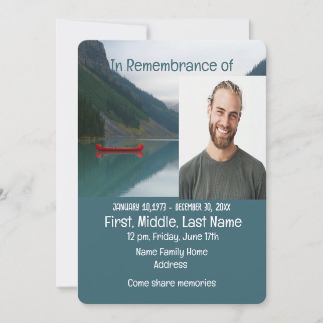 Convite Serviço Memorial Convidar Lago Vermelho Canoa (Frente)